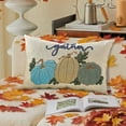 thumbnail image 5 of Autumn Pumpkin Embroidery Flock Pillow Cover – 11.8"x19.7" Hidden Zipper Cushion Case for Sofa & Holiday Decor, 5 of 6