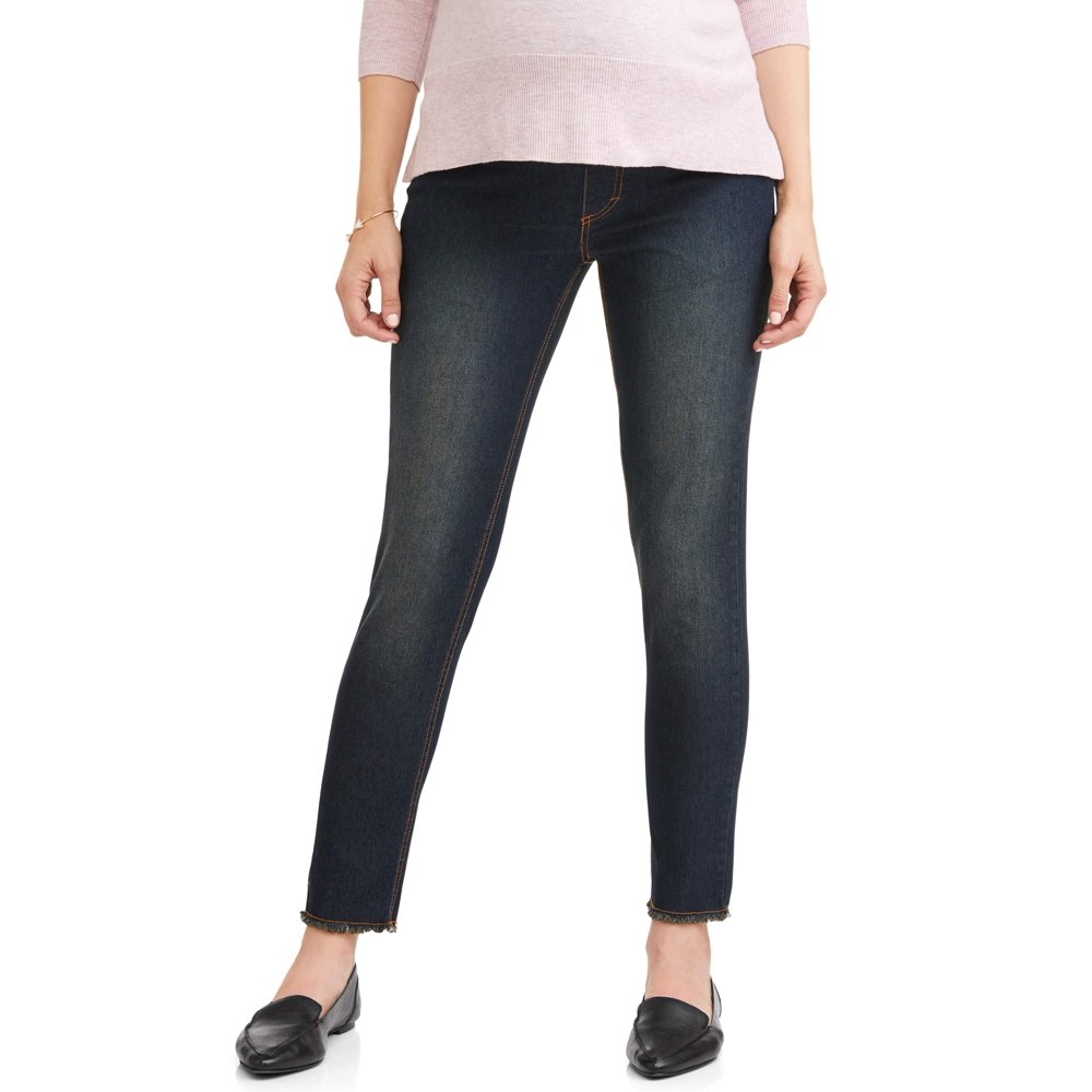 Oh! Mamma Maternity oh! mamma skinny jeans with full panel and frayed