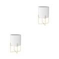 thumbnail image 1 of Cateissary Soporte de planta de oro con maceta Tipo de piso de moda Maceta Soporte de sala de estar Maceta de metal grande para interior al aire Blanco 2piezas, 1 of 6