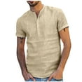 thumbnail image 2 of WAENQINLA Mens Cotton Linen Henley T-Shirts Short Sleeve Hippie Casual Beach Tshirts Lightweight Button Down Shirt Summer Tops, 2 of 6