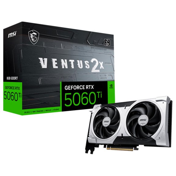 Tarjeta de Video MSI GeForce RTX 5060 Ti 8G VENTUS 2X PLUS 8GB GDDR7 G506T-8V2P plateado
