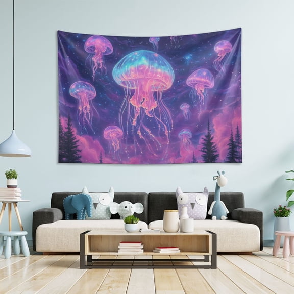 Yayeee Tapestry Wall Hanging for Bedroom 60" x 40" Living Room Home Wall Art Decor, Neon Jellyfish