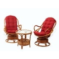 thumbnail image 5 of SK New Interiors Set of 2 Swivel Rocking Java Lounge Chairs Natural Rattan Wicker Handmade w/ Burgundy Cushion and Round Coffee Table, Colonial, 5 of 9