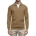 thumbnail image 2 of Homeyce Quarter Zip Sweatshirts for Men Stand Collar Long Sleeve Sweatshirts Lightweight Slim Fit Pullover Sweater 1/4 Zip Solid Color Polo Shirt with Pockets,Light Brown S, 2 of 7