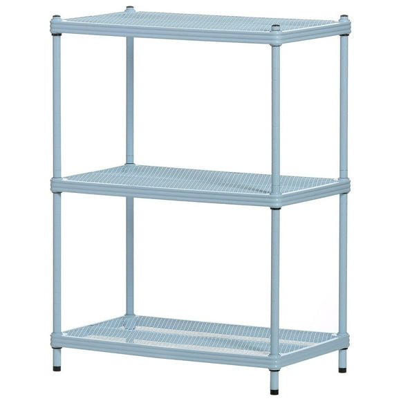 Design Ideas MeshWorks 3-Tier Metal Storage Shelving Unit Rack, Blue