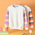 thumbnail image 5 of LYMAYTER Kids Toddler Girls Sweatshirt Striped Color Contrast Sweatsuit Teen Spring Fall Round Neck Long Sleeve Pullover Drop Shoulder Casual Sweatsuit for 4-12Y, 5 of 7