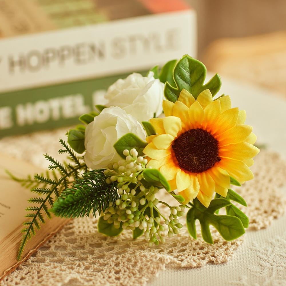 Artificial Flower Bouquets Silk Roses Sunflowers for Home Decor and