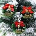 thumbnail image 2 of Virelaxpo 12-Pack Mini Christmas Wreath Pentagram Tree Ornaments with Bells and Bows, Small Rattan Ring Decor for Desktop Keychain Festive Gifts, Green PVC Material for Holiday Scenes, 2 of 7