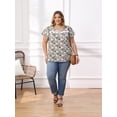 thumbnail image 2 of DARING DIVA Women's Plus Notch V Neck Ruffle Sleeve Floral Top 1X Black, 2 of 6