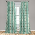 thumbnail image 5 of Ambesonne Turquoise Curtains, Traditional Polka Dot, Pair of 28"x95", Turquoise Brown Cream, 5 of 5