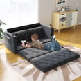 thumbnail image 2 of HNEBC Loveseat Sleeper Sofa, 63" W 81" L Full Size Futon Sofa Bed, 6.3" Thick Upholstery Pull Out Couch, Folding Couch Bed for Small Space, Convertible Floor Couch for Bedroom, Dark Grey, 2 of 8