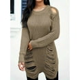 thumbnail image 6 of Long Sleeve Ripped Casual Loose Pullover Sweater (XL, Grey), 6 of 8