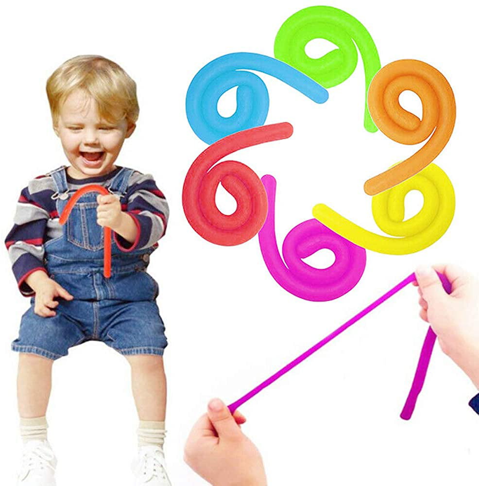 Soft Noodle Elastic Rope Toys Stretchy Noodle Fidget Toy for Adults and Kids 12Pcs Stretch String Sensory Toys 