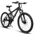 thumbnail image 2 of RONSHIN Mountain Bikes For Mens Womens, 24" Mountain Bike, 21-Speed Full Suspension Bicycles With Front Fork & Shock Absorber, Steel Frame Ergonomics City Bike, 2 of 8