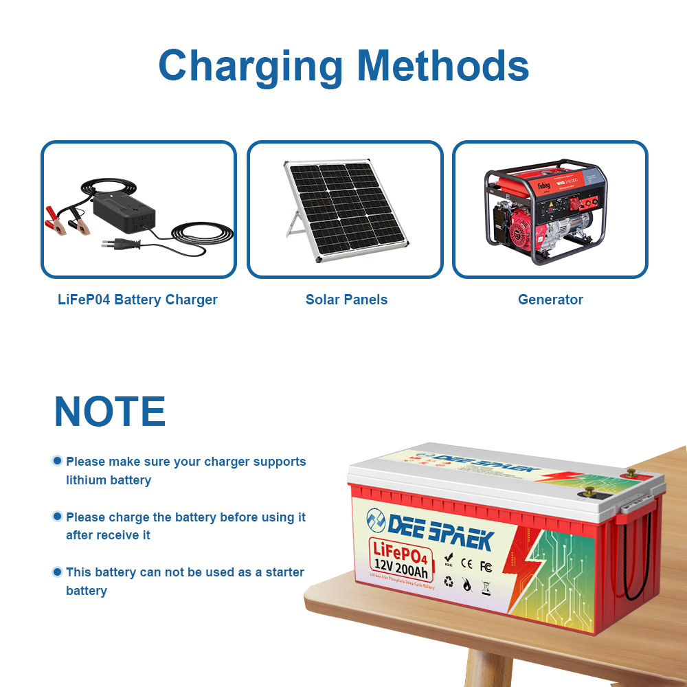 12V 200Ah LiFePO4 Lithium Battery,for RV,Trolling Motor,Solar,Marine,Home Energy Storage,Camping,200A BMS,Deep Cycles Batteries