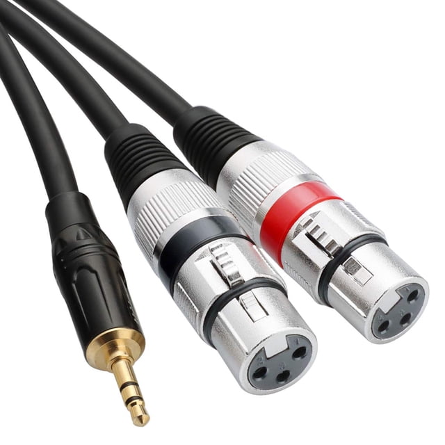 Cable Tisino Dual XLR hembra a estéreo macho de 3,5 mm, 2 m