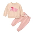 thumbnail image 5 of XZNPDUCQ 12-18 Months Toddler Girls Girls Clothes Fall Winter Outfit Sets, Baby Girls Girl Long Sleeve Elastic Waist 0 6 12 18 24 Months 2T 3T 4T 2 PC Playwear Set A101-Beige, 5 of 7