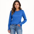 thumbnail image 5 of Nestiefly Womens 2026 Fall Sweaters Long Sleeve Tops Classic Crew Neck Pullover Sweaters Loose Dressy Casual Basic Clothes Blue M, 5 of 5