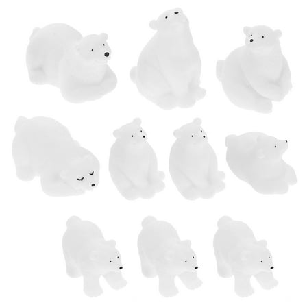Worgeous 10Pcs Tiny Polar Bear Figurine Resin for Home Decor 2.2x0.6x1.3in