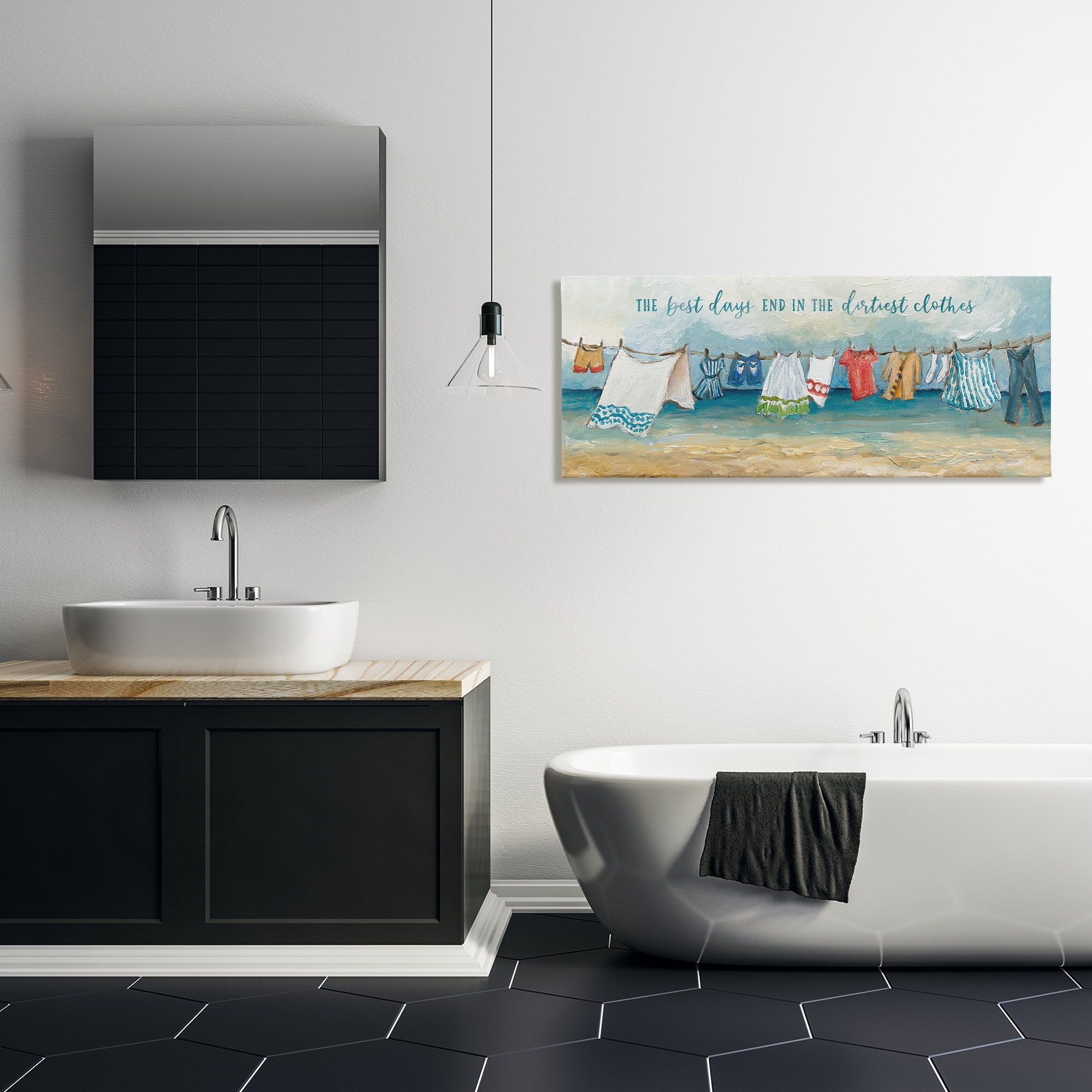 Stupell Industries Clothesline By The Sea Canvas Wall Art, design by Charlene Olson