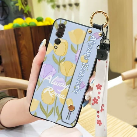 Lulumi-Phone Case For Huawei P20 Pro, Wrist Strap ring Anti-dust protective Fashion Design Phone Holder Back Cover Durable Kickstand Waterproof flower phone pouch cell phone cover Wristband