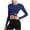 Blue, variant on Workout Tops for Women Crew Neck Cross Front Crop Tops Slim Fitted Long Sleeve Solid Color Tops Casual Stretch Athletic Shirts