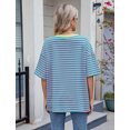 thumbnail image 3 of IWEMEK Short Sleeve Shirts for Women Summer Workout Tunics Tops Breathable Softness Round Neck Stripe Tees Size M, 3 of 7