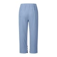 thumbnail image 5 of VEKDONE Cotton Straight Trousers for Women Elastic High Waisted Lounge Pants Casual Lightweight Comfy Button Split Long Pants with Pockets Light Blue XXL, 5 of 5