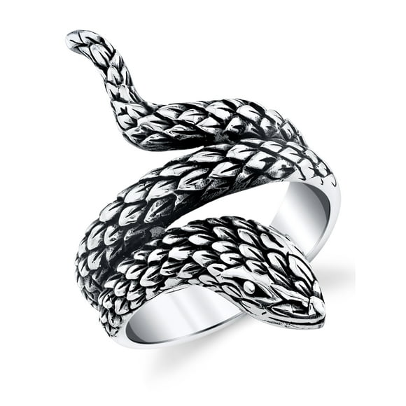 Mens Sterling Silver 925 Oxidized Ring Mamba Snake
