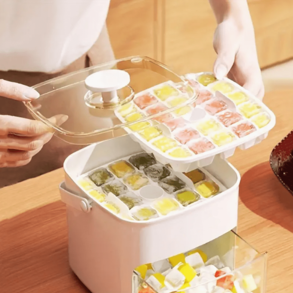 48-Cube Ice Maker - Portable  Double Layer  Easy-Press Lid | Silicone Tray  PET Material  1-10L Capacity  No Electricity Needed