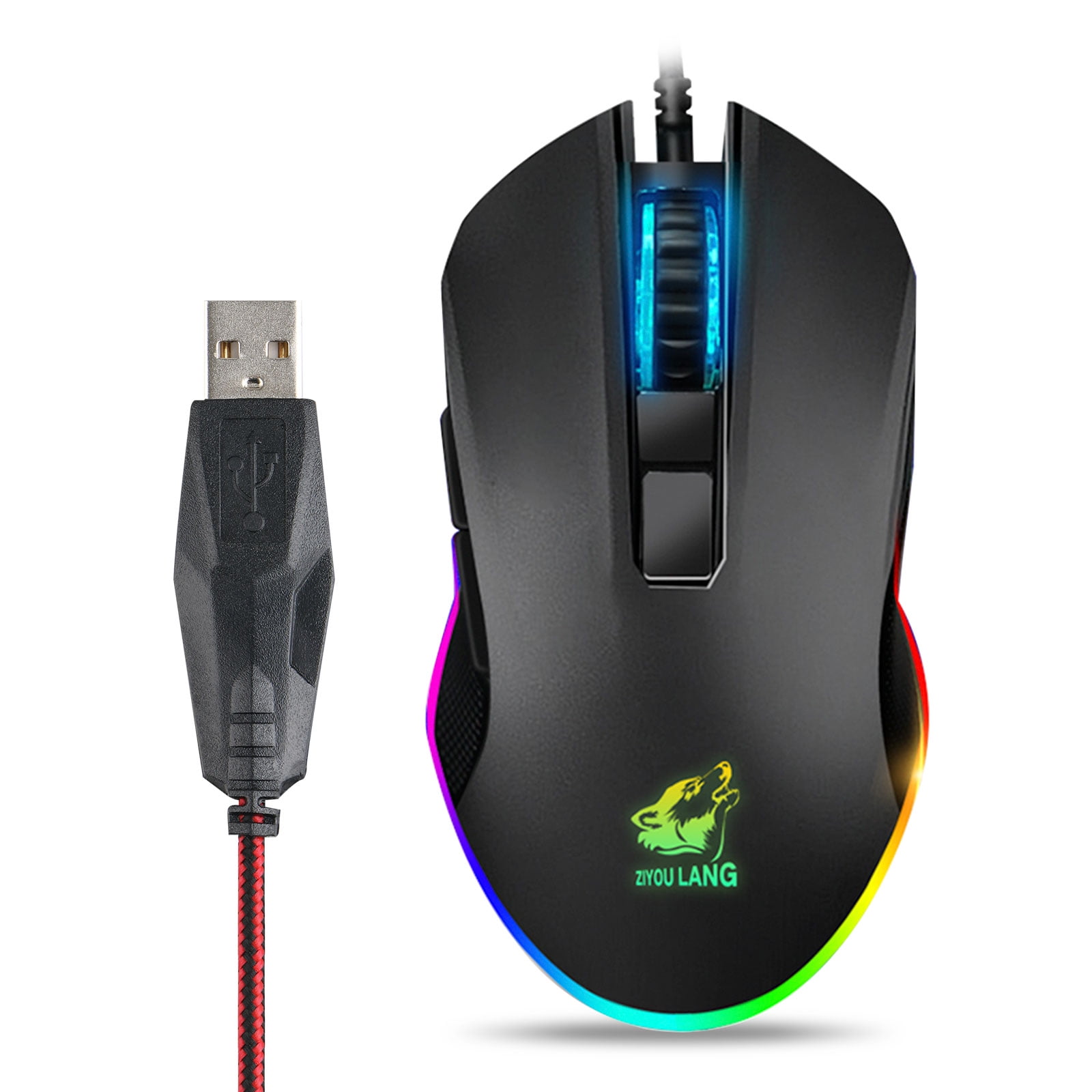 TSV Gaming Mouse Wired RGB Lighting, High Precision 3200 DPI Optical Sensor, Game Mice Design ...