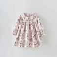 thumbnail image 2 of Little Girls Dresses Floral Print Long Sleeve Dress With Collar Kids Casual Party Wear Clothing Light Pink Size 7-8T, 2 of 8