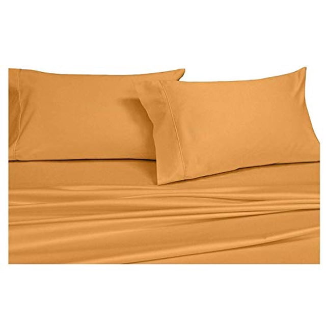 Royal Hotel Solid Gold 550-Thread-Count 4pc Queen WATERBED Sheets, 100% Combed Cotton, Sateen Solid, Deep Pocket