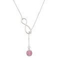 thumbnail image 1 of Delight Jewelry Silvertone Small Sparkle Pink AB Softball Silver tone Elegant Infinity Lariat Necklace, 1 of 4
