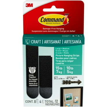 Command Medium and Large Picture Hanging Strips, Black, Damage Free Decorating, 4 Medium Pairs and 8 Large Pairs