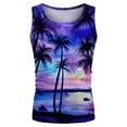thumbnail image 2 of Débardeur Homme Adulte Hauts Spandex Printemps Été Décontracté Chemise Col Rond Imprimé Blouse Sans Manches Mode Vêtements (Violet, TG), 2 of 5