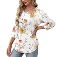 thumbnail image 5 of Jsaierl Women's 3/4 Sleeve Tops Summer Round Neck Shirts Trendy Graphic Petite Pleated Blouses Flowy Dressy Tunic Top S-2XL, 5 of 7