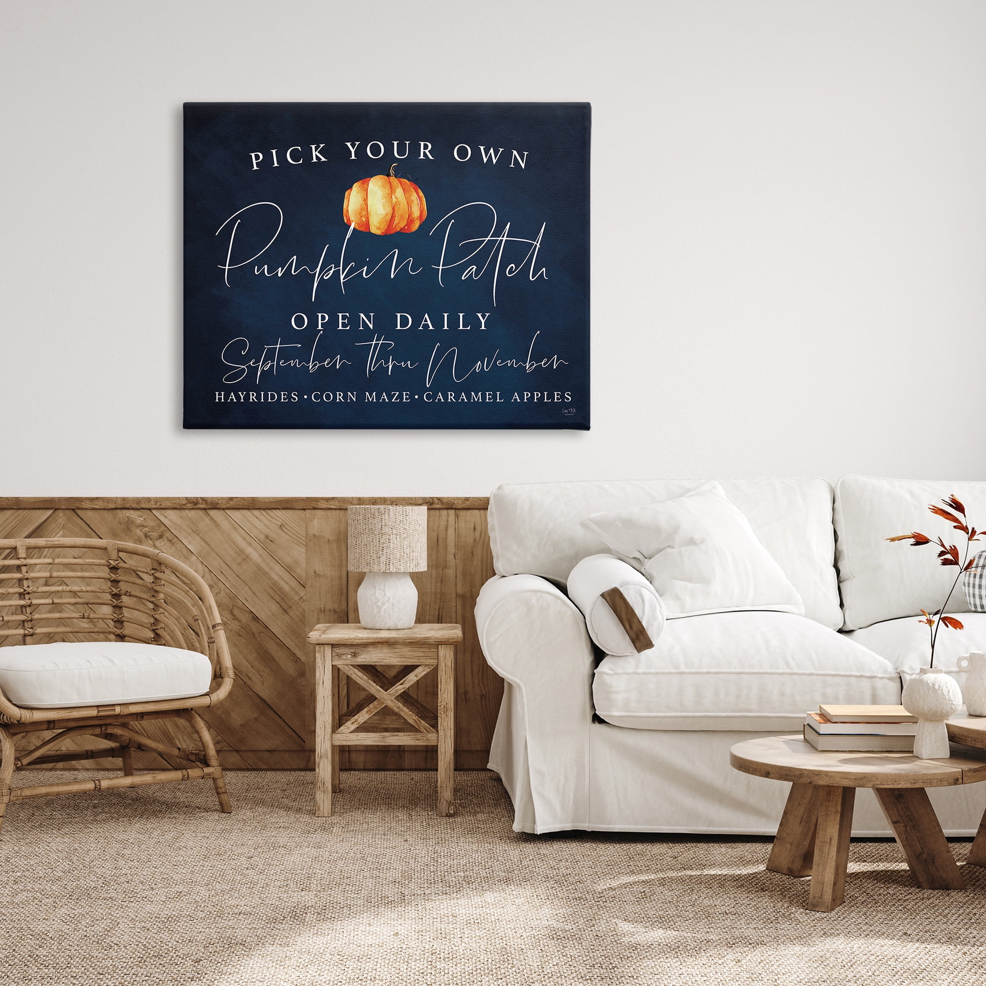 Stupell Industries Pick Your Own Pumpkins Landscape Painting Gallery Wrapped Canvas Art Print Wall Art, 48 x 36