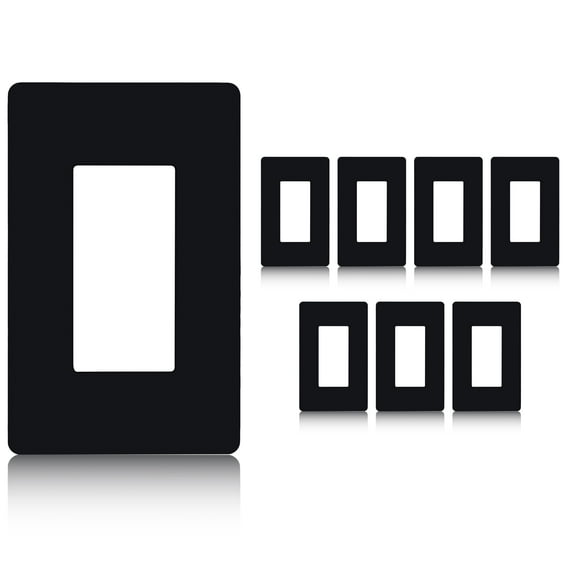 Faith 1-Gang Decorator Screwless Wall Plates Child Safe Outlet Covers, 4.68"H x 2.93" L, Fits GFCI, USB Receptacle, Dimmers, and Lighting Controls, ETL Listed, Black, 8-Pack