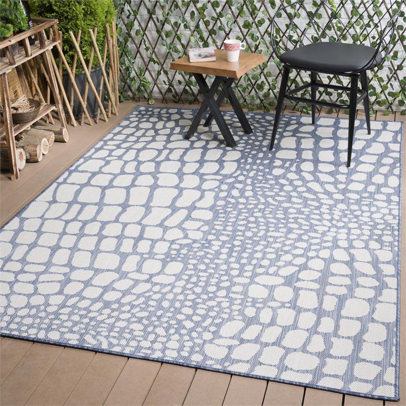 Indoor/Outdoor Pebbles Area Rug 5x7 Blue / White WKK20703 Walmart