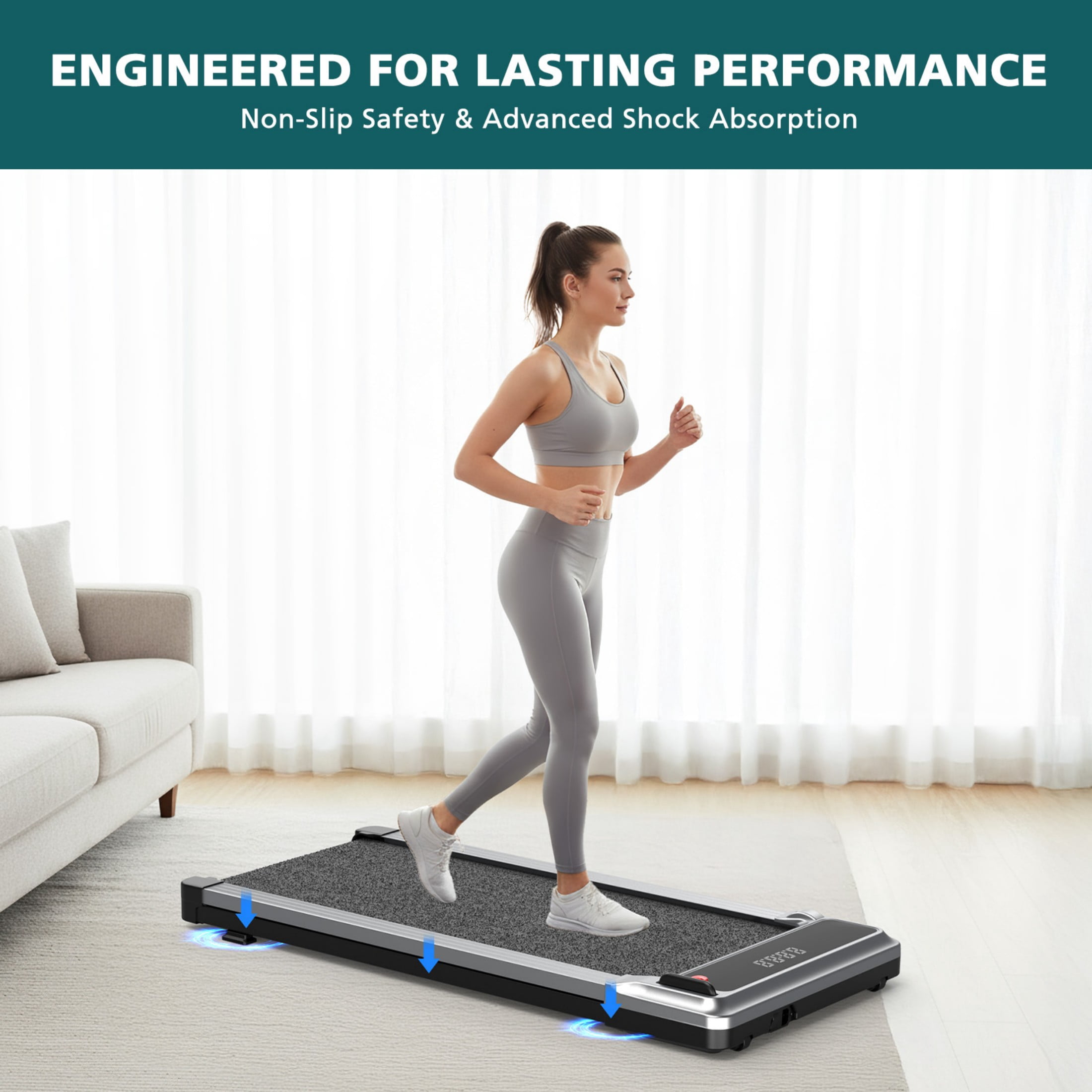 SHOUFTW Compact Walking Treadmill for Small Spaces with Incline, Under Desk Jogging Pad，Foldable Indoor Treadmills for Home, Quiet for Apartment, Versatile Daily Use, Quality & Value Focused