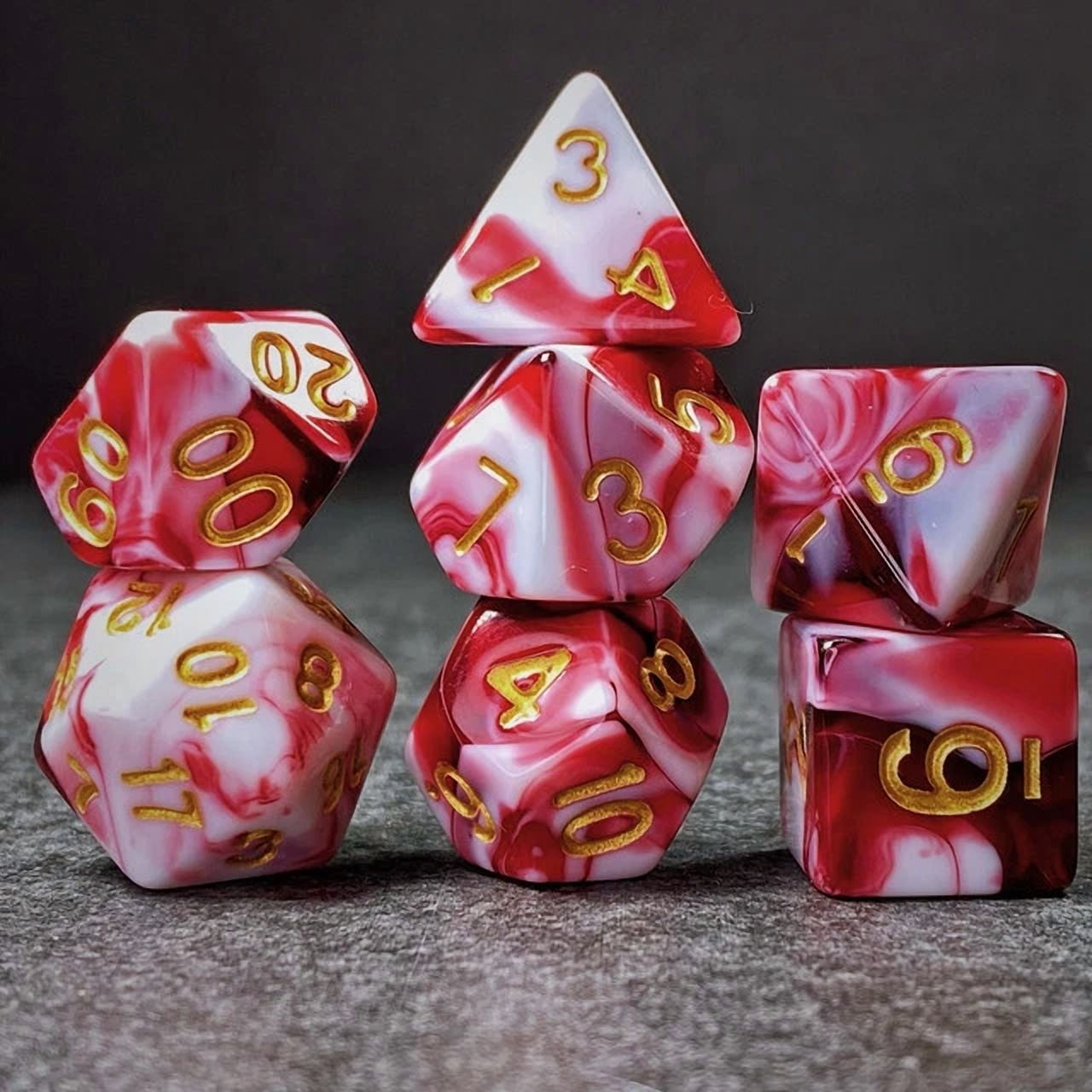 Sage'S Stones - Red/Wht Acrylic Polyhedral Dice Set Games Dnd Dungeons Dragons