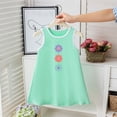 thumbnail image 2 of Cethrio Girls' Summer Nightgowns, Sleeveless Mid-length Printed Loose Girls' Sleepwear Green Size 6-7 T, 2 of 5