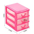 thumbnail image 3 of Desktop Drawer Organizer, Small Plastic Storage Box with Translucent Drawers for Jewelry Beads Small Items, 3 Layers, (Red), 3 of 4