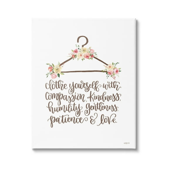 Stupell Industries Clothe Yourself Motivational Fashion Quote Floral Calligraphy Graphic Art Gallery Wrapped Canvas Print Wall Art, Design by Imperfect Dust