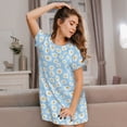thumbnail image 3 of Sikiie Floral Daisy Print Women's Short-sleeved Nightdress, Round Neck Pullover Nightdress Pajamas Summer Home Wear, 3 of 6