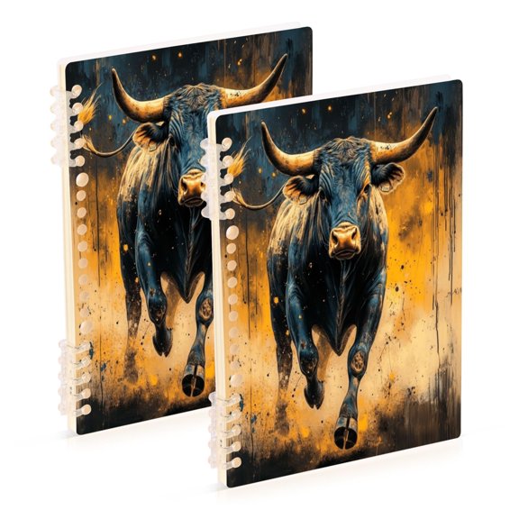 Wirebound Notebook Hardcover Spiral Notebooks A Bull Charging, 60 Pages, 80 GSM, 5.7 x 8.3in