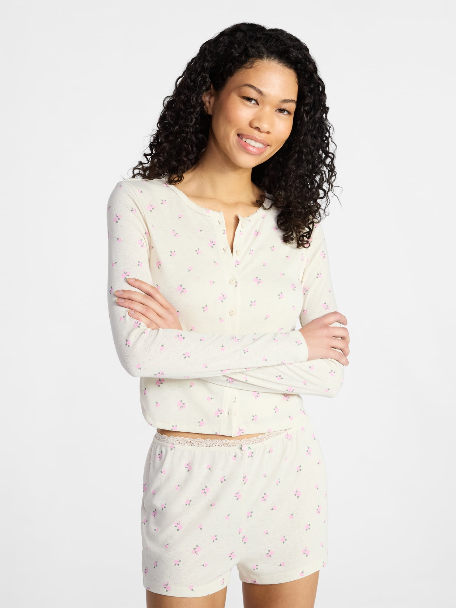No Boundaries Sleep Pointelle Knit Cardigan, Women’s XXS-3X