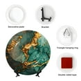 thumbnail image 4 of Kdxio Emerald Color Gold Marble Bone China Decorative Plate Ceramic Decorative Plate for Home Office Wall Stand Decorative Plates for Home Bedroom-10in, 4 of 6