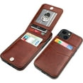 thumbnail image 3 of iPhone 13 Case, Leather Wallet Case iPhone 13, PU Leather Case, Built in Stand Wallet Credit Card Holder Case 5 Card Slots Case For Apple iPhone 13, Brown, 3 of 10